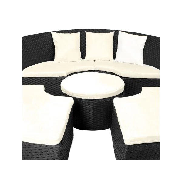 Salon jardin rond en rotin résine tressée noir Canapé de jardin mobilier de jardin mobilier extérieur ensemble de jardin canapé