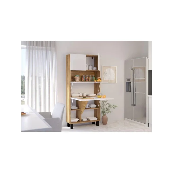 Secrétaire moderne bureau pratique spacieux chêne foncé et blanc brillant secrétaire meuble tendance
