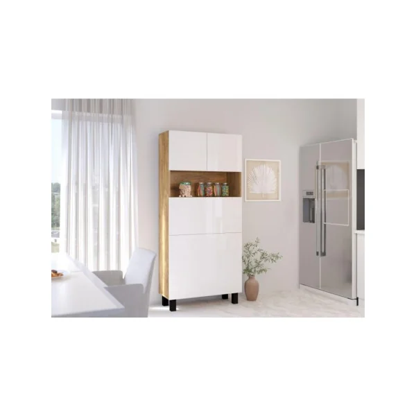 Secrétaire moderne bureau pratique spacieux chêne foncé et blanc brillant secrétaire meuble tendance