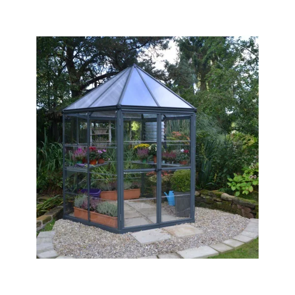 Serre hexagonale grise en polycarbonate Serre Aluminium Serre maraicher Serre potager Serre plantation