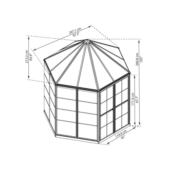 Serre hexagonale grise en polycarbonate Serre Aluminium Serre maraicher Serre potager Serre plantation