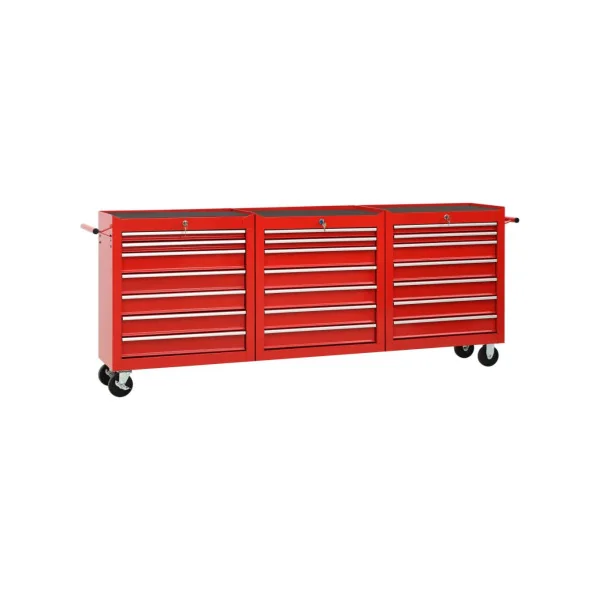 Servante d'atelier 21 tiroirs rouge Chariot à Outils Caisse à Outils