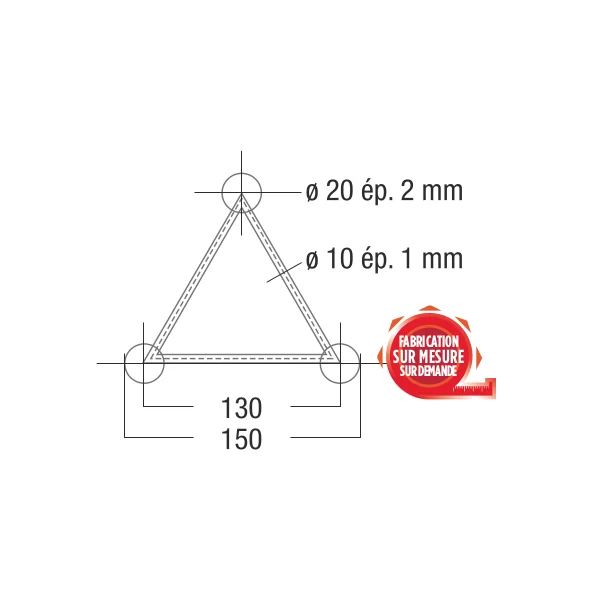 Structure ASD Triangle Angle 3 départs à plat 90° de 0,35 x 0,25 m