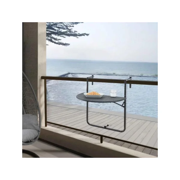 Table balcon demi cercle rabattable suspendue et réglable hauteur table d'appoint balcon