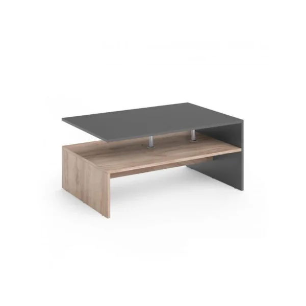 Table basse anthracite et chêne table de salon rectangulaire table basse moderne