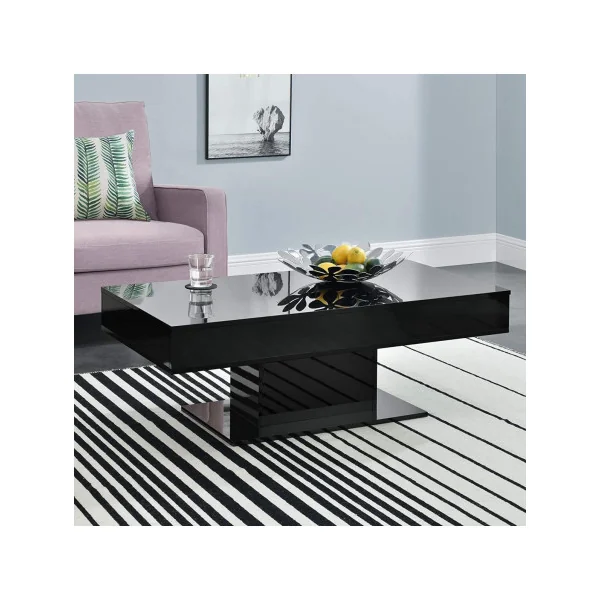 Table basse avec plateau coulissant noir brillant table basse avec rangement table blanche