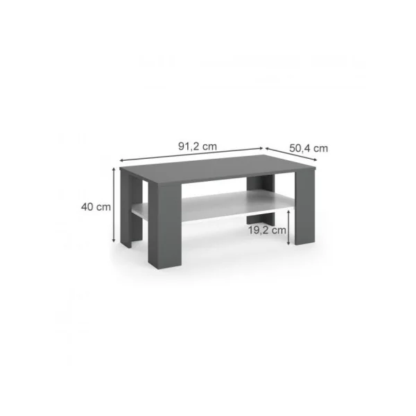 Table basse avec étagère blanc anthracite table salon rectangulaire table basse moderne
