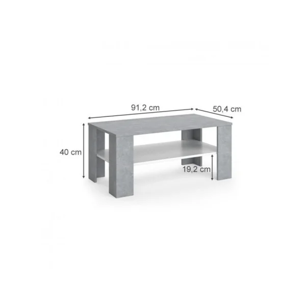 Table basse avec étagère blanc gris béton table salon rectangulaire table basse moderne