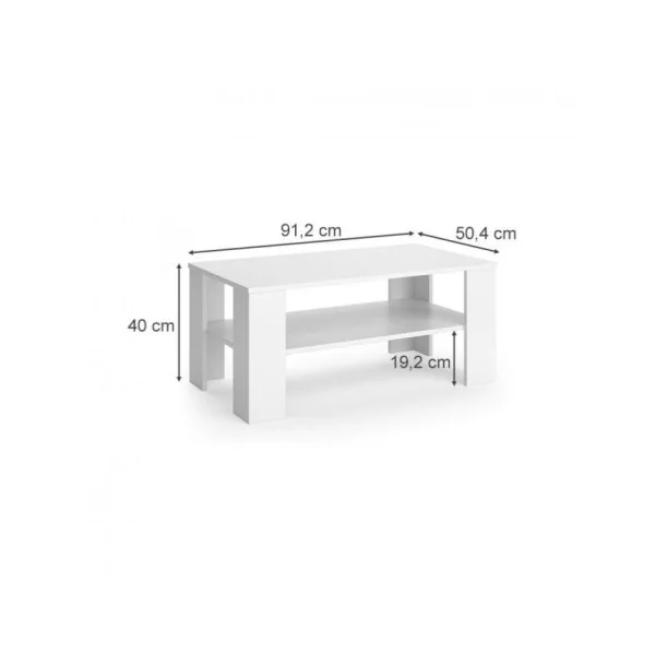 Table basse avec étagère blanc table salon rectangulaire table basse moderne