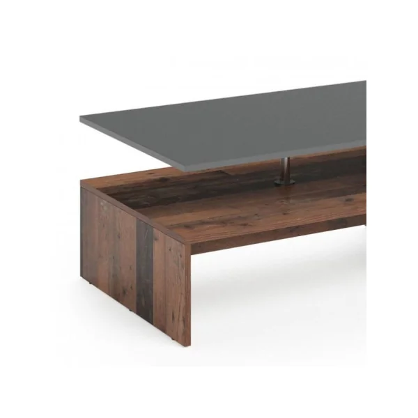 Table basse bicolore anthracite marron foncé table salon avec rangement table basse rectangulaire