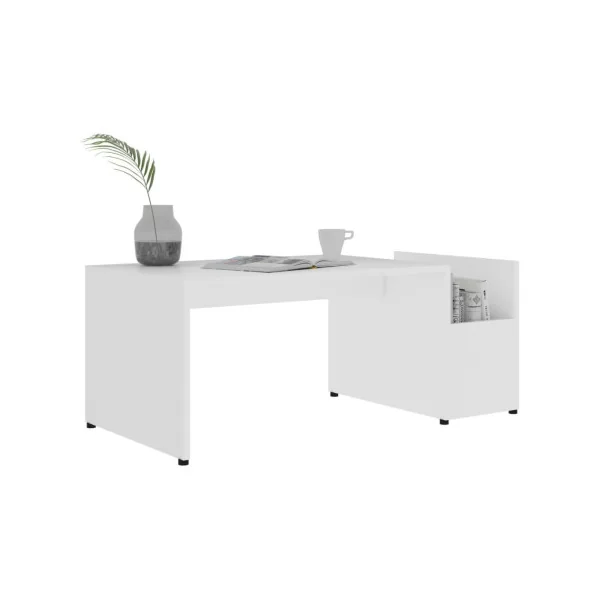 Table basse blanche avec rangement table basse rectangulaire table salon moderne