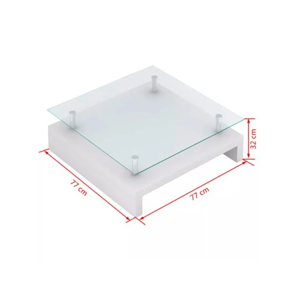 Table basse blanche plateau verre table basse carré table salon design