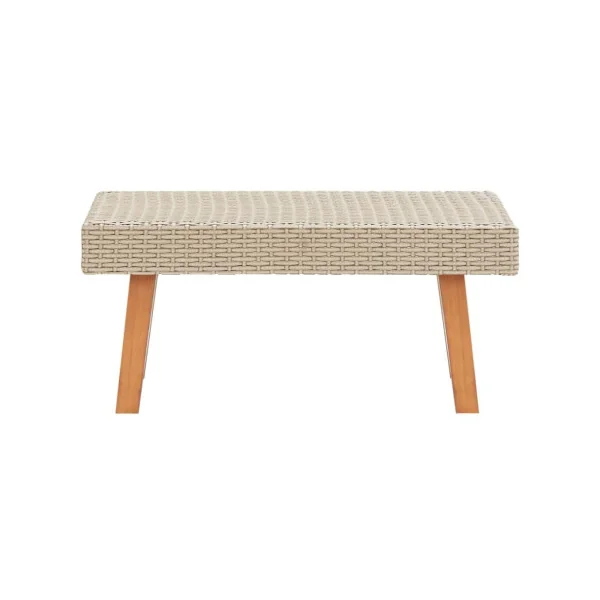 Table basse de jardin résine tressée beige table extérieure pieds eucalyptus