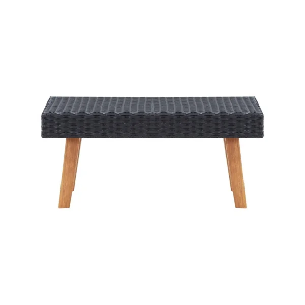 Table basse de jardin résine tressée noir table extérieure pieds eucalyptus