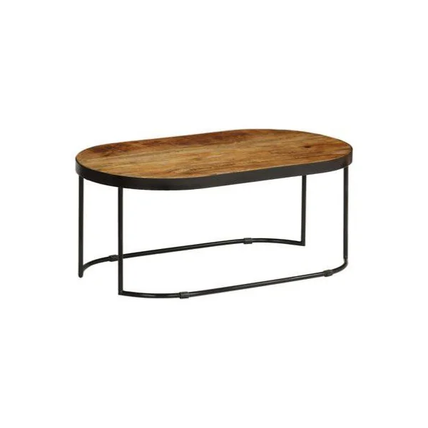 Table basse en manguier massif tale basse ovale pied métal table basse industrielle