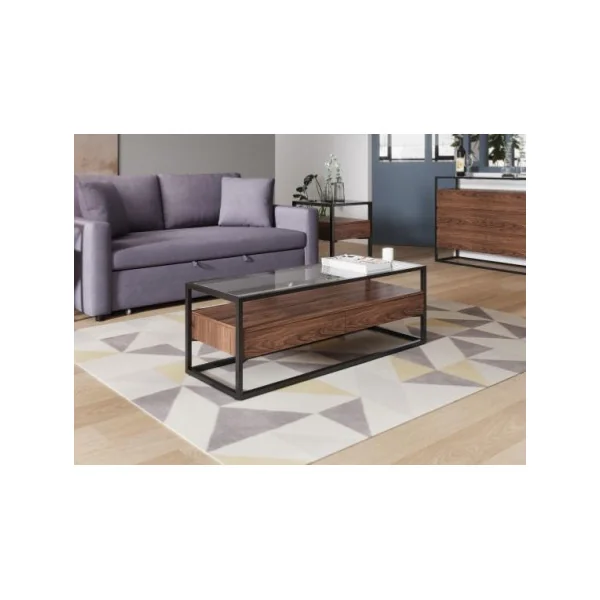 Table basse industrielle plateau en verre table basse rectangulaire grande table salon
