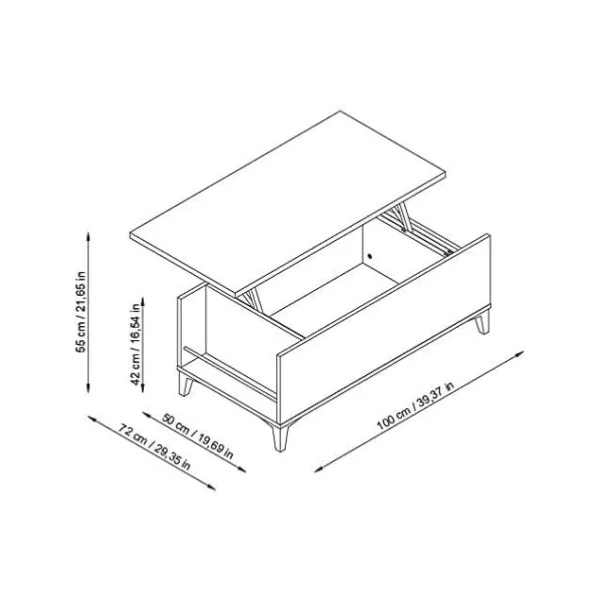 Table basse plateau relevable noir et chêne table basse avec rangement table salon rectangulaire