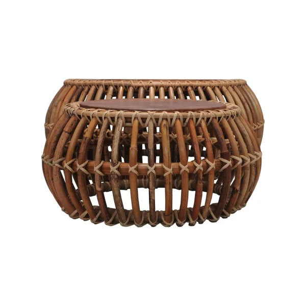 Table basse ronde rotin naturel (Lot de 2) table basse rotin tressé table naturelle