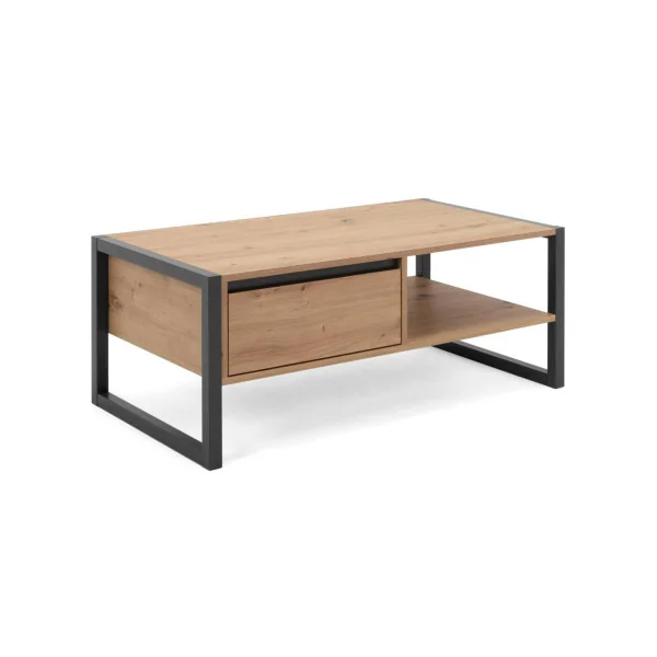 Table basse soft chêne et anthracite table basse industrielle cadre métal