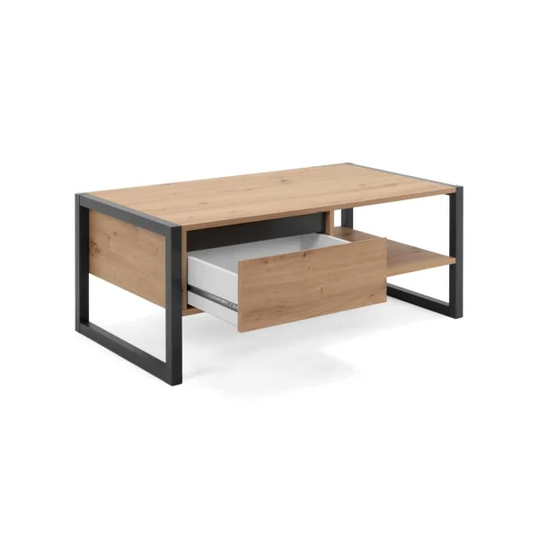 Table basse soft chêne et anthracite table basse industrielle cadre métal