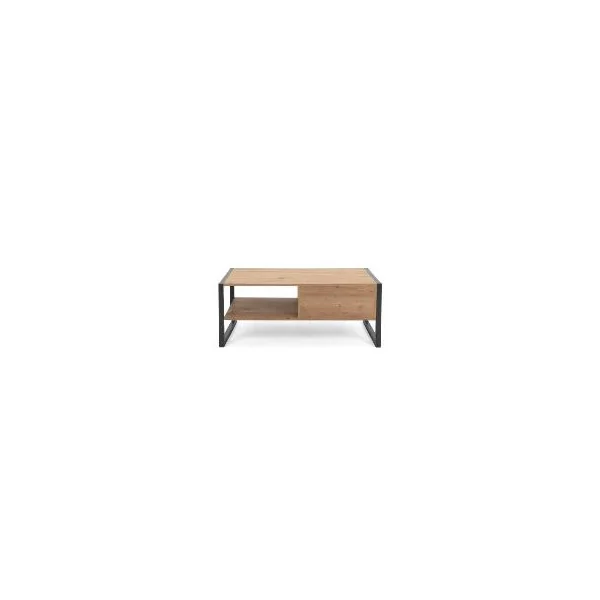 Table basse soft chêne et anthracite table basse industrielle cadre métal
