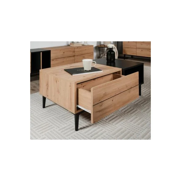 Table basse soft chêne et noir table de salon avec rangement table basse rectangulaire