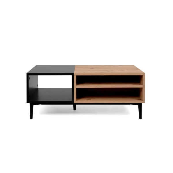 Table basse soft chêne et noir table de salon avec rangement table basse rectangulaire