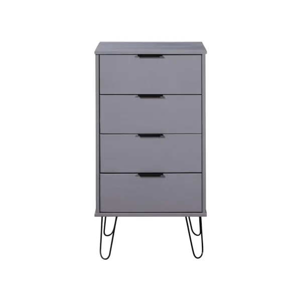 Table chevet haute pin massif gris table de nuit 4 tiroirs chevet de chambre