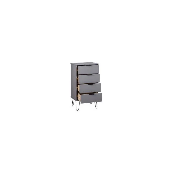 Table chevet haute pin massif gris table de nuit 4 tiroirs chevet de chambre