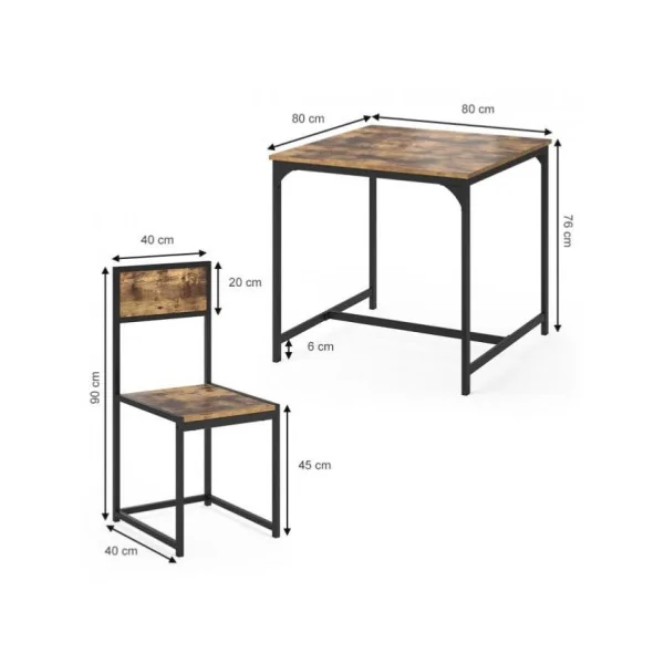 Table de cuisine industrielle avec 2 chaises table de salle à manger table en bois de cuisine