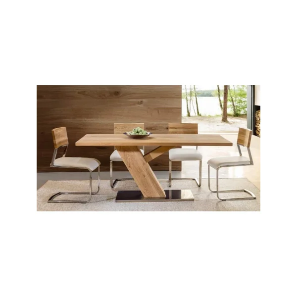 Table de salon en chêne massif design 160 cm table de repas huilé naturel