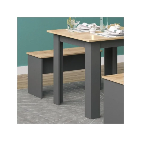 Table manger avec 2 bancs chêne et anthracite table de repas bois table de cuisine