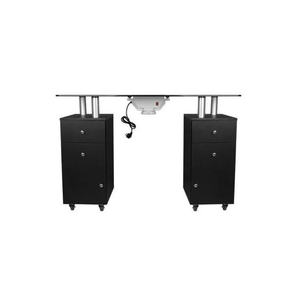 Table manucure avec plateau verre noir Table prothésiste ongulaire Bureau manucure Table onglerie