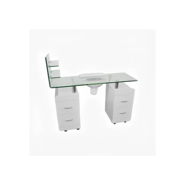 Table manucure magnifique plateau verre Table prothésiste ongulaire Bureau manucure Table onglerie avec aspirateur