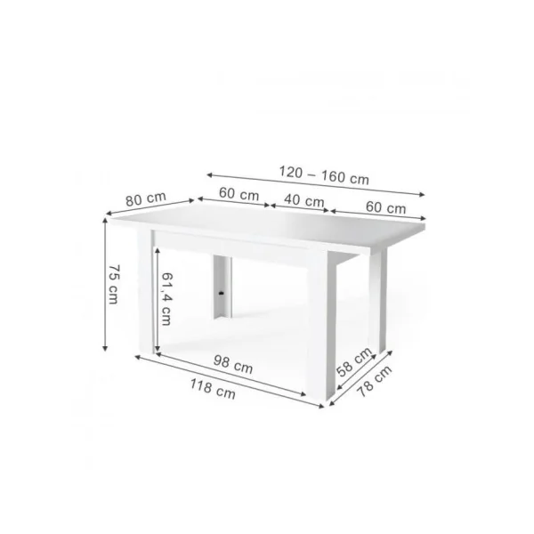 Table à manger extensible blanche table de repas en bois table cuisine