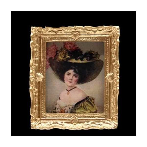 Tableau femme avec chapeau à fleurs