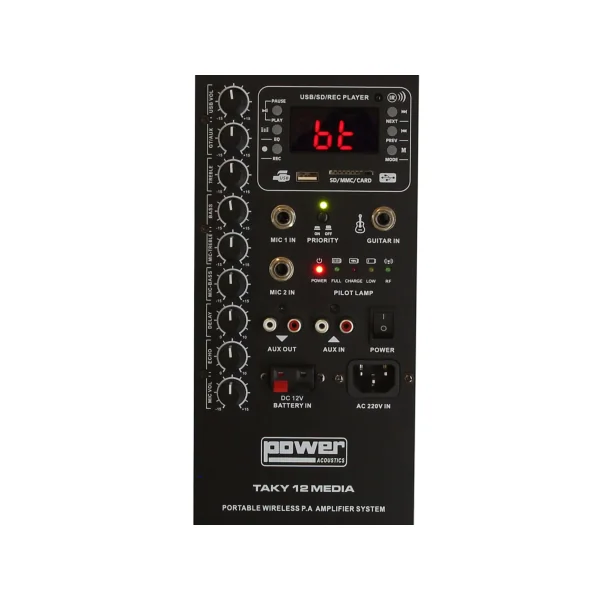 Taky 12 Media Power acoustics - Enceinte autonome 100W 2 micros mains sans fil USB Bluetooth