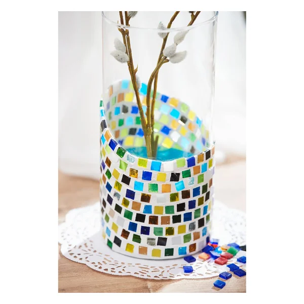 Tesselles de mosaïque en verre « Multicolore », transp.+opaques, 10x10mm