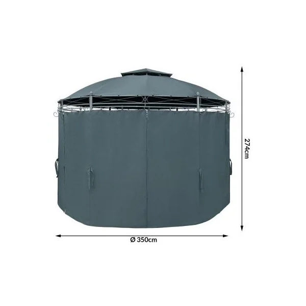 Tonnelle de jardin 350 cm anthracite Pergola avec rideaux Pergola ronde de jardin