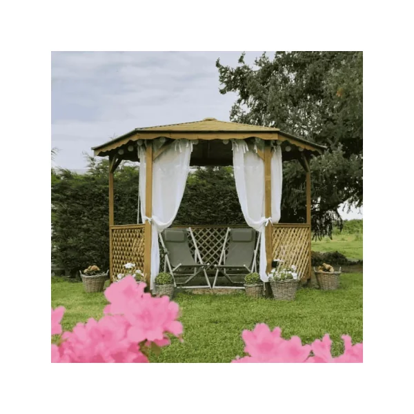 Tonnelle en pin autoclave Ø 320 cm Tonnelle de jardin Kiosque de jardin en bois massif