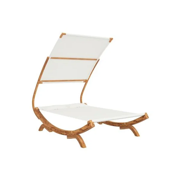 Transat de jardin double avec auvent en bois massif crème Bain de soleil transat jardin transat extérieur chaise longue jardin