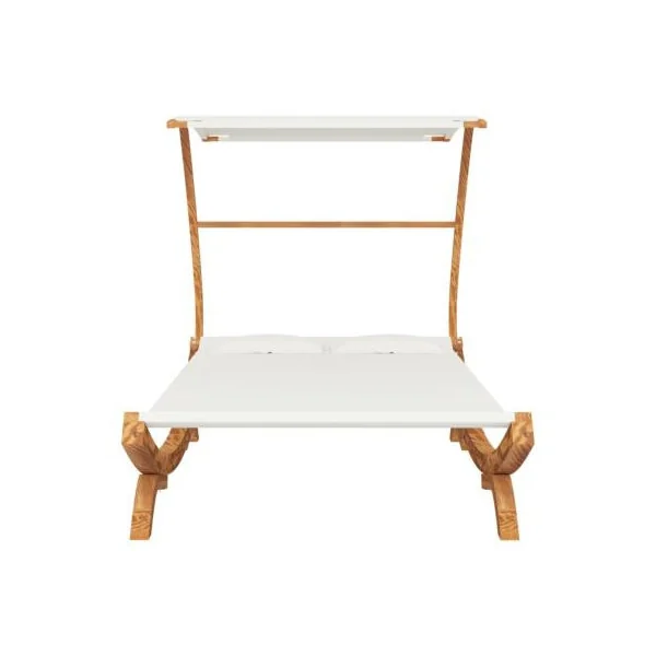 Transat de jardin double avec auvent en bois massif crème Bain de soleil transat jardin transat extérieur chaise longue jardin