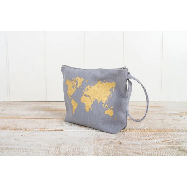 Trousse de toilette à fermeture éclair, 22 x 17 cm, Gris