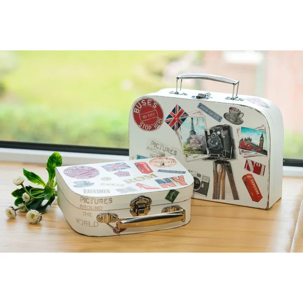 Valises VBS, set de 2, en carton de couleur crème