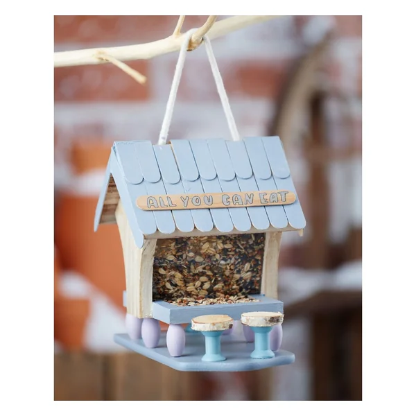 VBS Mangeoire pour oiseaux en bois, env. H 15x l 17x P 14,5 cm