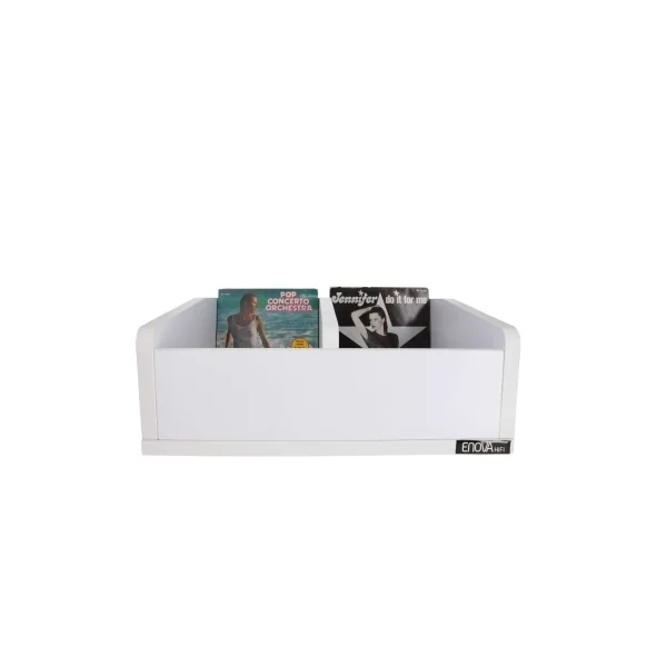 Vinyle BAC 45T BL Enova Hifi bac blanc de rangement bois pour 120 45t vinyles