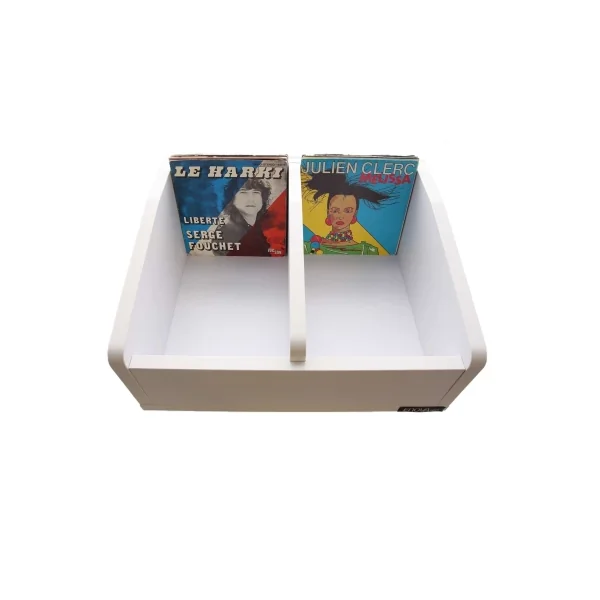 Vinyle BAC 45T BL Enova Hifi bac blanc de rangement bois pour 120 45t vinyles