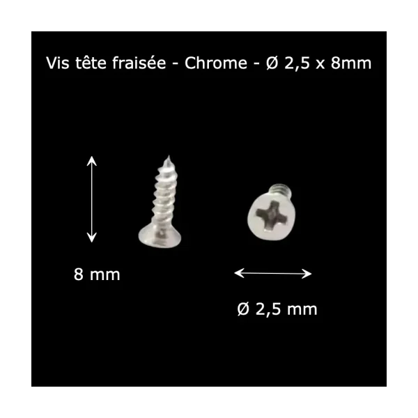 Vis tête fraisée chrome - Ø 2,5 x 8 mm