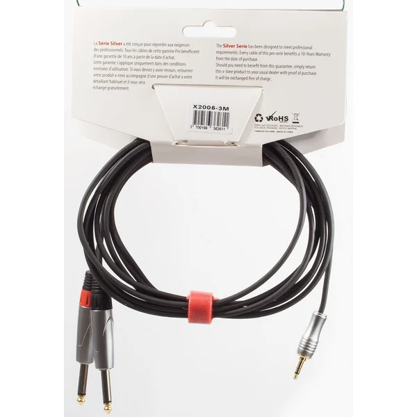 X2005-3M - Jack M 3,5 Stereo / 2 Jack M 6,35 mono SILVER SERIES