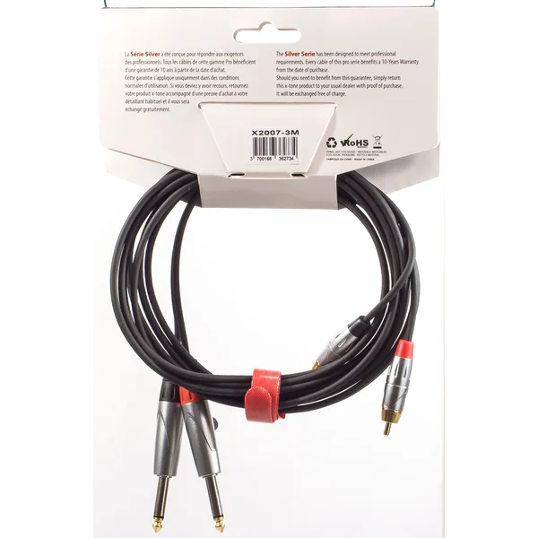 X2007-3M - 2 Jack(M) 6,35 mono / 2 RCA(M)